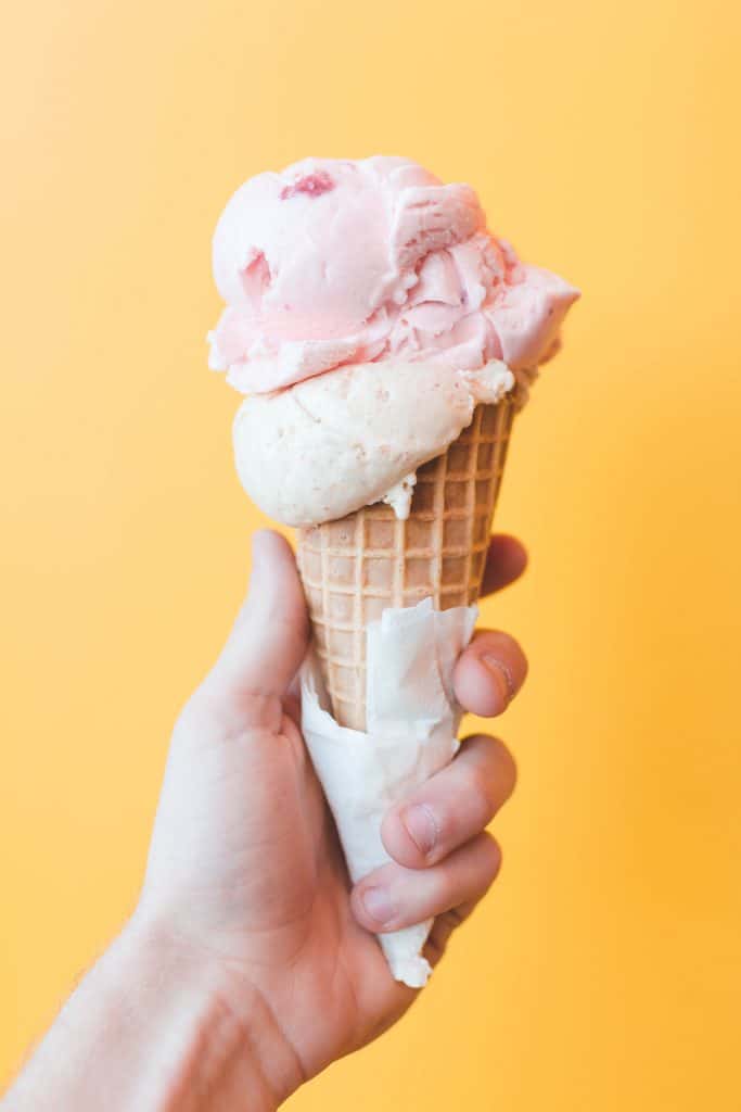 Grape ice cream - cherry cone